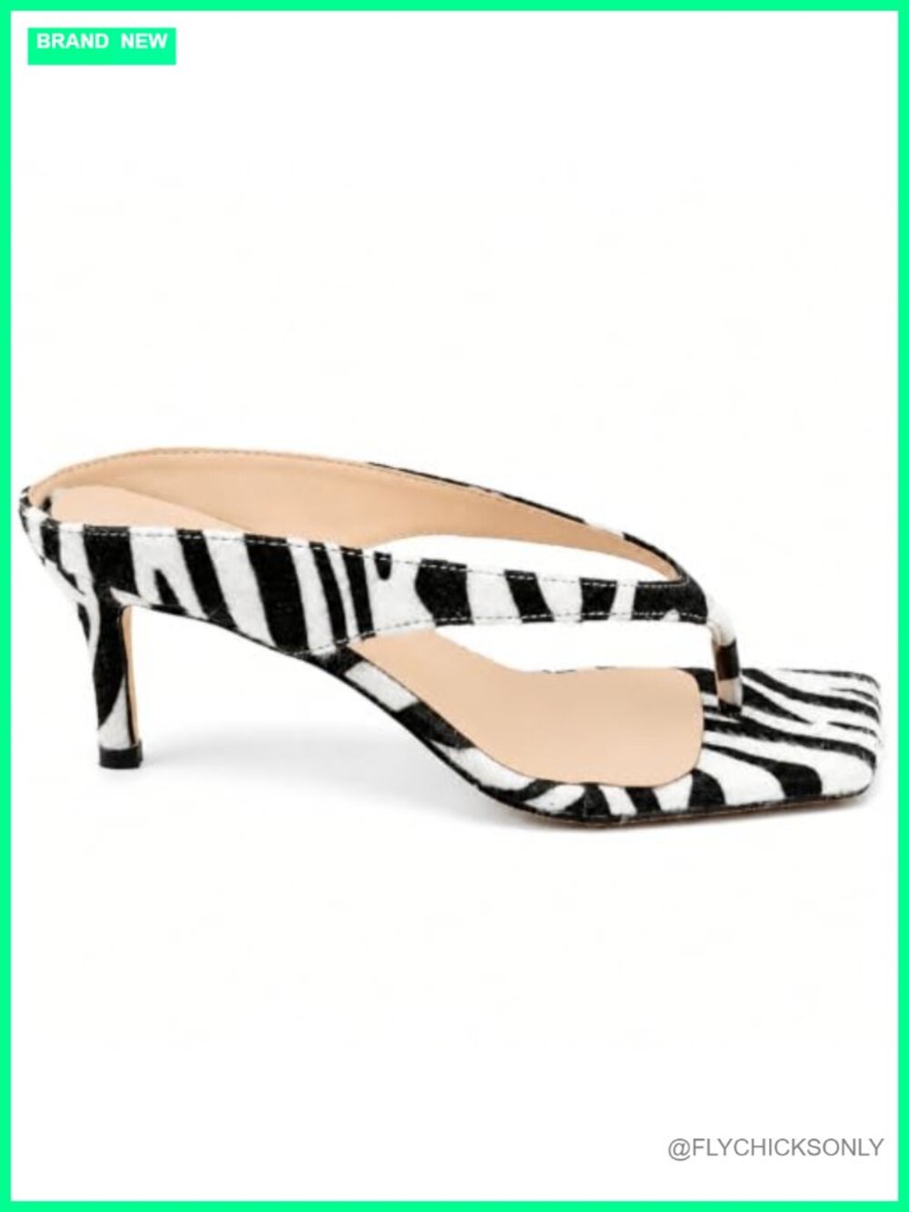Kitten Heel Thong Sandals Square Toe Beach Slides for Women